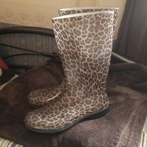 Leopard print rain boots